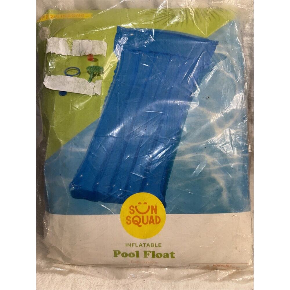 Sun Squad Inflatable Pool Float Lounger Blue Swimming Pool Pillow‎ Mat 71 inch